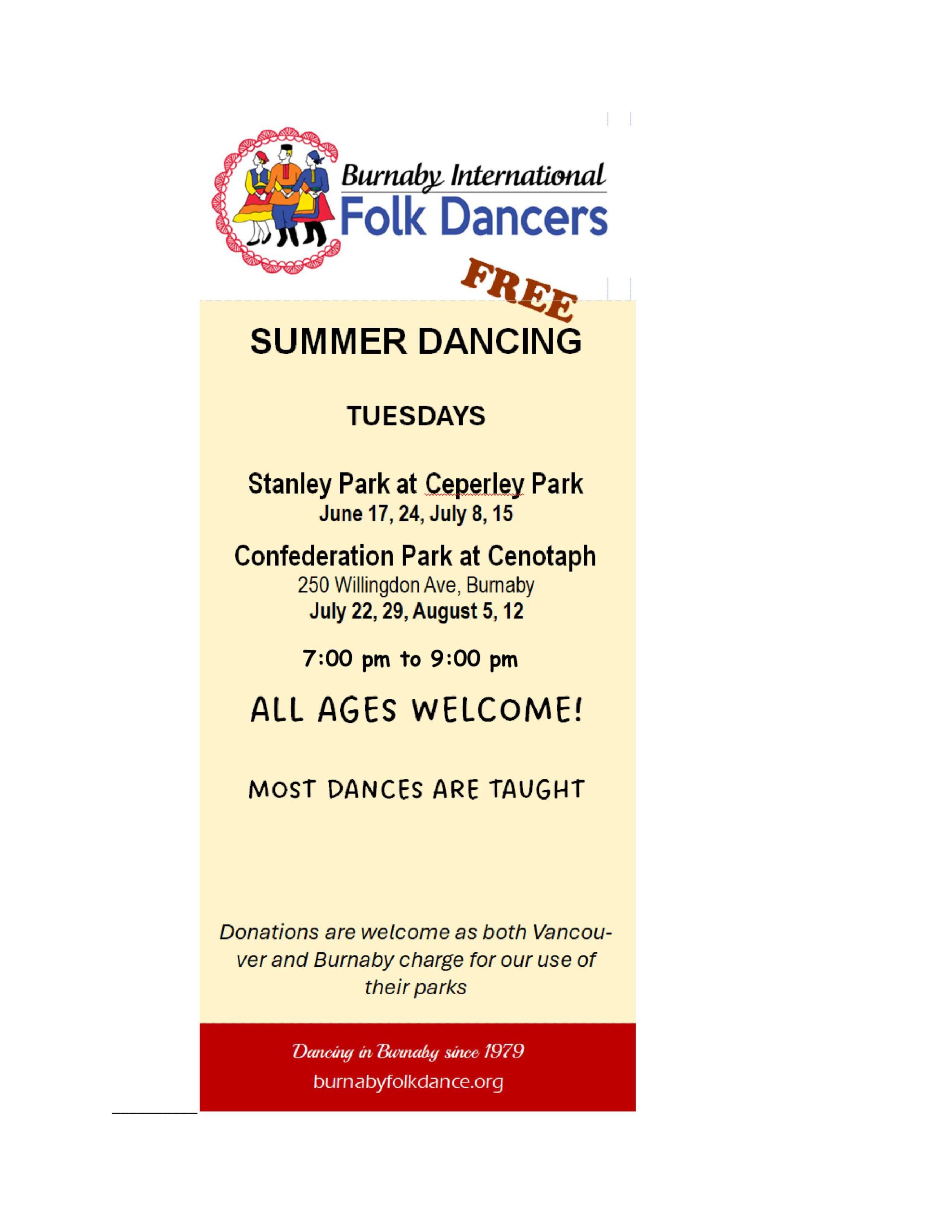 Come dance with us Wednesdays on Zoom & Summer dancing in the park ...